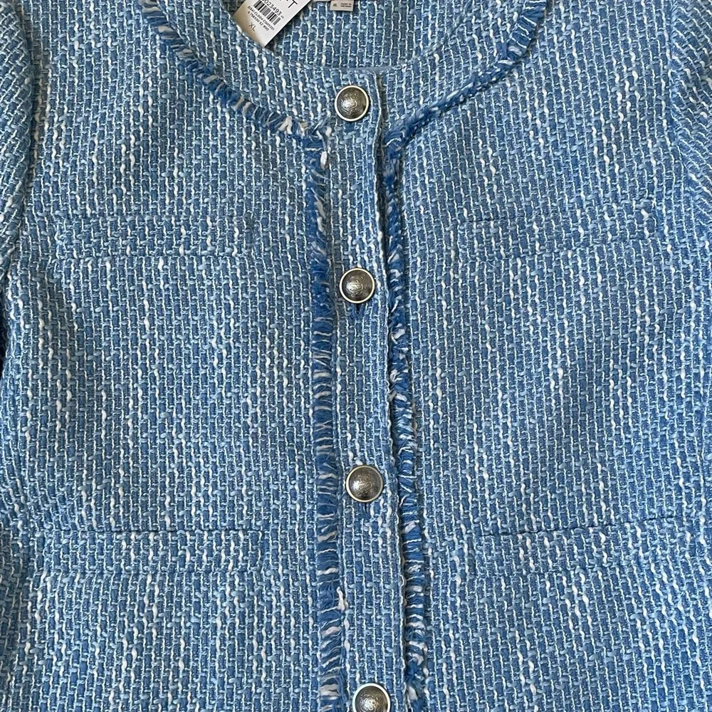 NWT LOFT Tweed Lady Jacket Blue and White XL - Picture 13 of 13